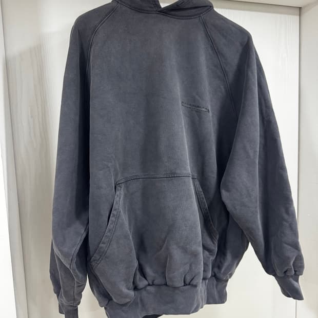 발렌시아가 로고 워싱 오버사이즈 후드 L