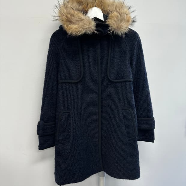 랑방 라쿤퍼 파이핑 디자인 모헤어 코트