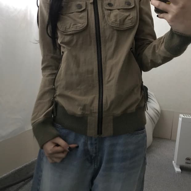 일본빈티지 베이지 후드자켓