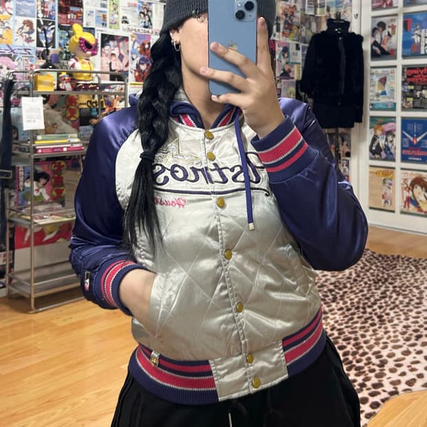 엠엘비 애스트로스 퍼플 누빔 바시티 자켓