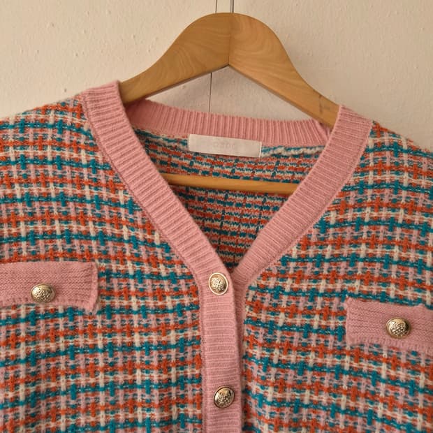 오조크 OZOC 여성 크롭트위드가디건