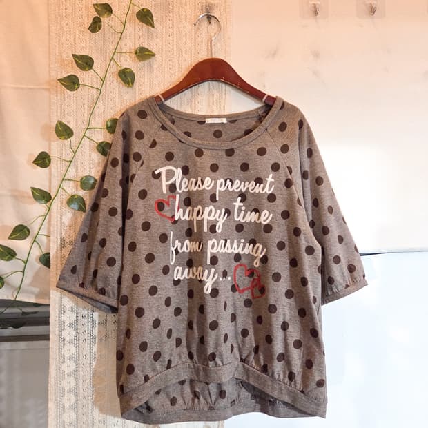 colza 초코 도트 반팔 티셔츠