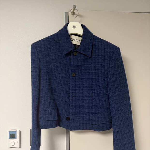 렉토 이카로 트위드 자켓 블루 S