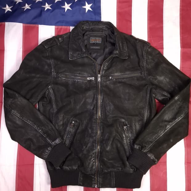 오리지날 인더스트리 리얼 레더 블랙 봄버