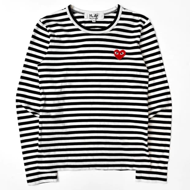 꼼데가르송 플레이 하트로고 스트라이프 롱 슬리브 PN5391