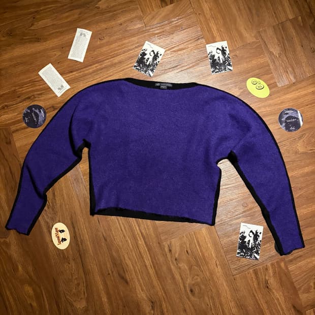 ARMANI EXCHANGE 아르마니 익스체인지 퍼플 크롭 울 니트