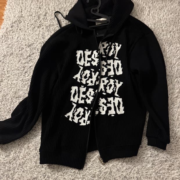 데스 투웨이 니트 후드집업