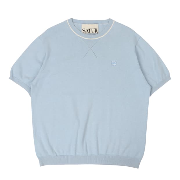 세터 엠브로이드 니트 하프 티셔츠