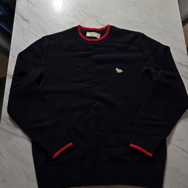 메종 키츠네 베이비폭스 니트 네이비 레드 L