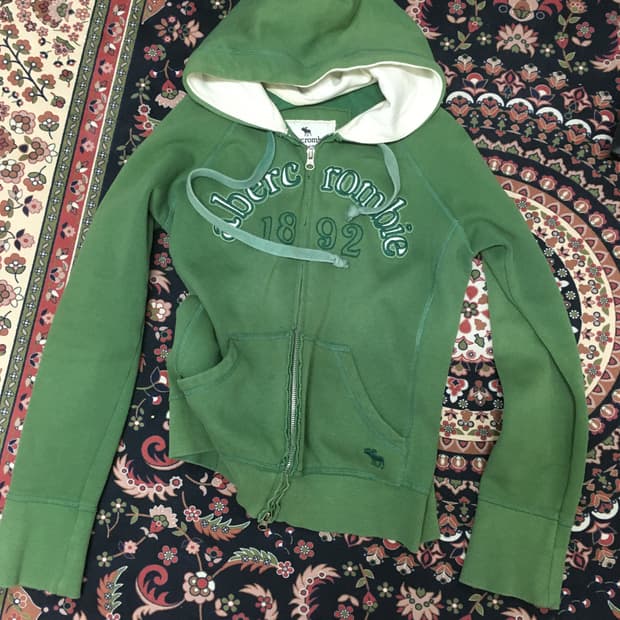 A&F abercrombie green hood zipup 아베크롬비