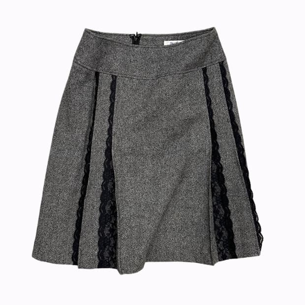 lace pleats wool skirt