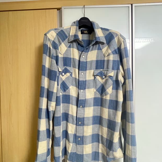 RRL 슬림핏 플래드 트윌 웨스턴셔츠