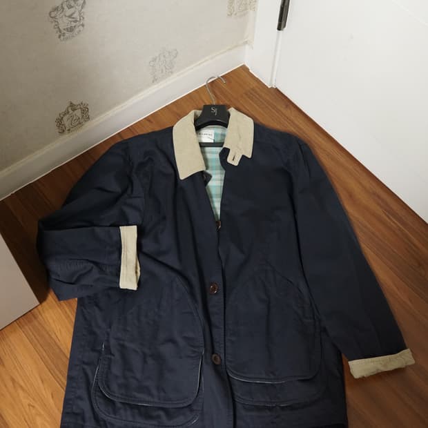 카키스 washed barn jacket navy