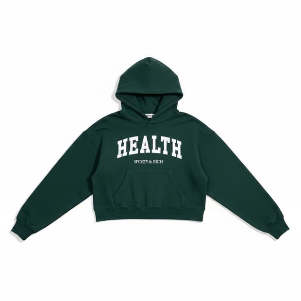 스포티앤리치 헬스 아이비 크롭 후드 - 포레스트:화이트 001