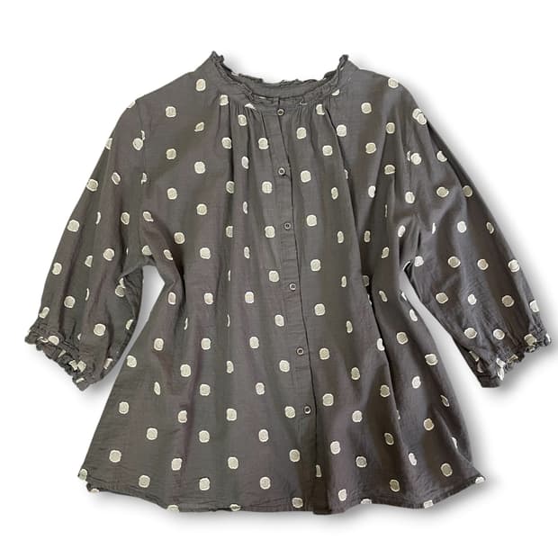 JPN 콜로푸카 차콜 도트 패턴 블라우스 2XL