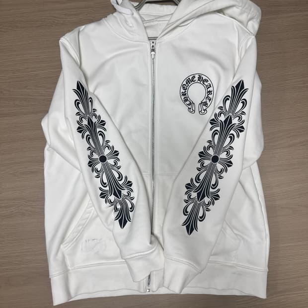 크롬하츠 홀스슈 플로랄 후드집업 화이트