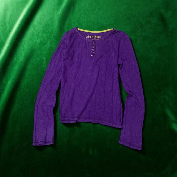 purple long sleeve button top