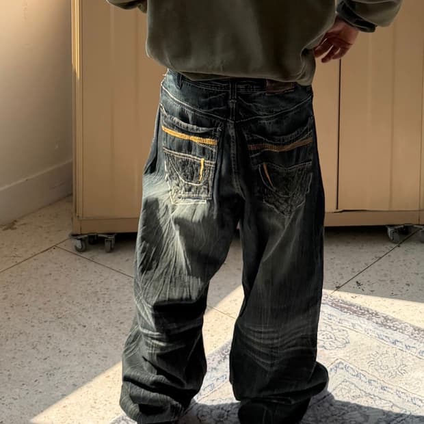 빈티지 자수 힙합팬츠