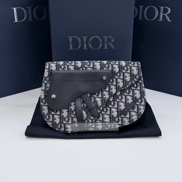 [S급/OS] 디올 오블리크 자카드 메신저 새들백 파우치 크로스백