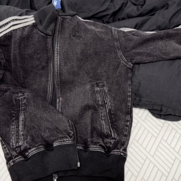 아디다스 파이어버드 데님 져지 블랙 트랙탑 XS 