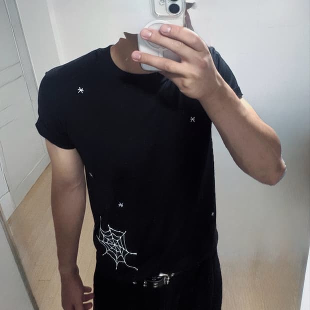 Custom 거미줄 반팔티 BLACK (001)
