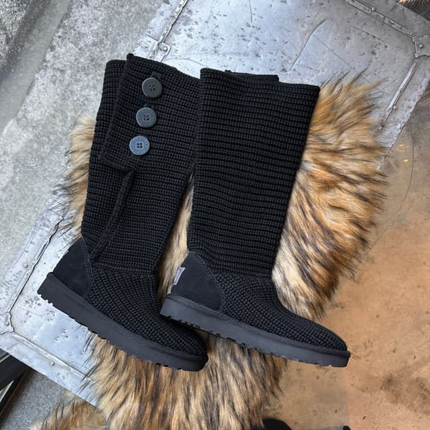 00s 블랙 니트 카디 어그 부츠