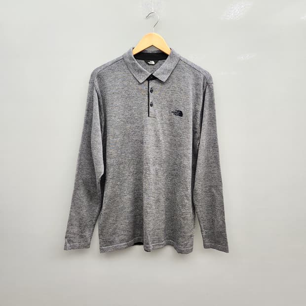 노스페이스 긴팔 카라티 그레이