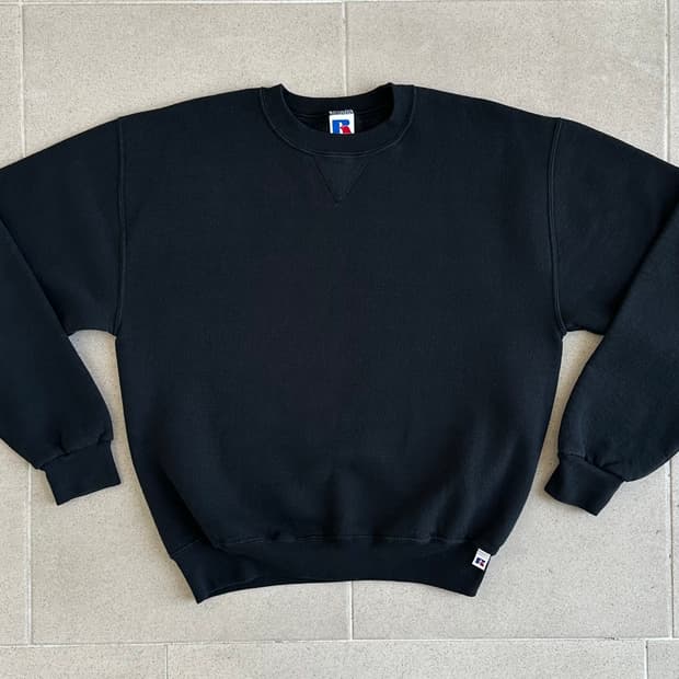 90s 빈티지 러셀 스웻셔츠 블랙 M
