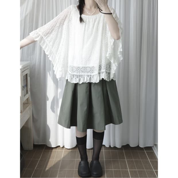 earth music&ecology flower cloak tee