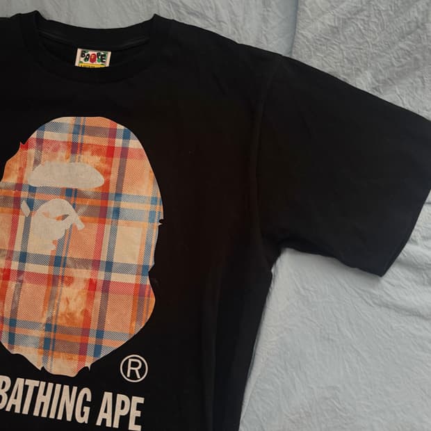 베이프 블리치드 베이프 체크 바이 베이싱 에이프 티셔츠