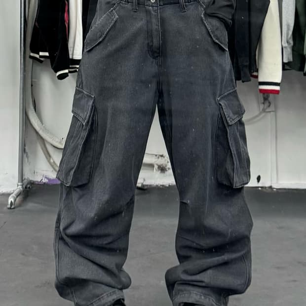 VTG 와이드 데님 카고팬츠