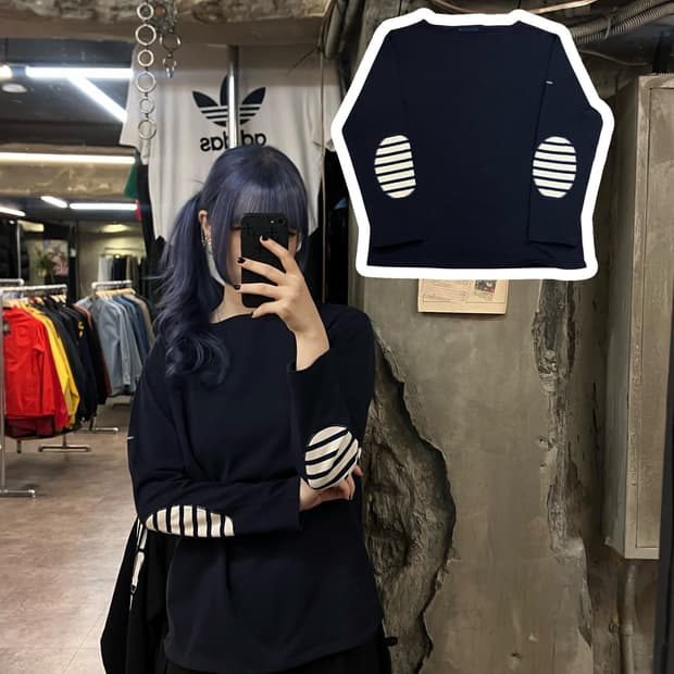 세인트제임스 길도 엘보패치 롱슬리브 네이비 #csz2219