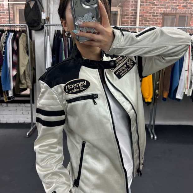 밴슨 레더 레이싱 바이커 자켓