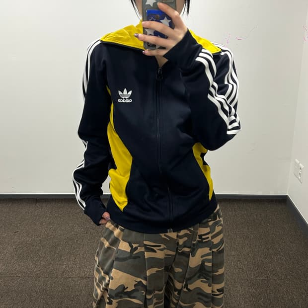 Adidas 아디다스 옐로우 네이비 배색 트랙탑 져지