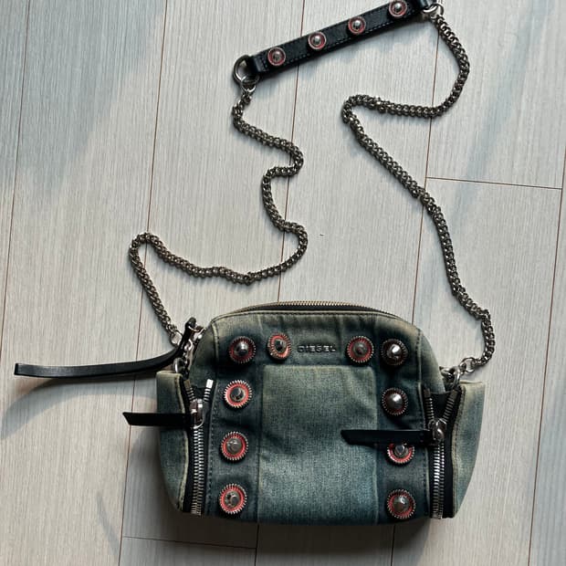 디젤 데님 스터드 유니섹스 숄더 백