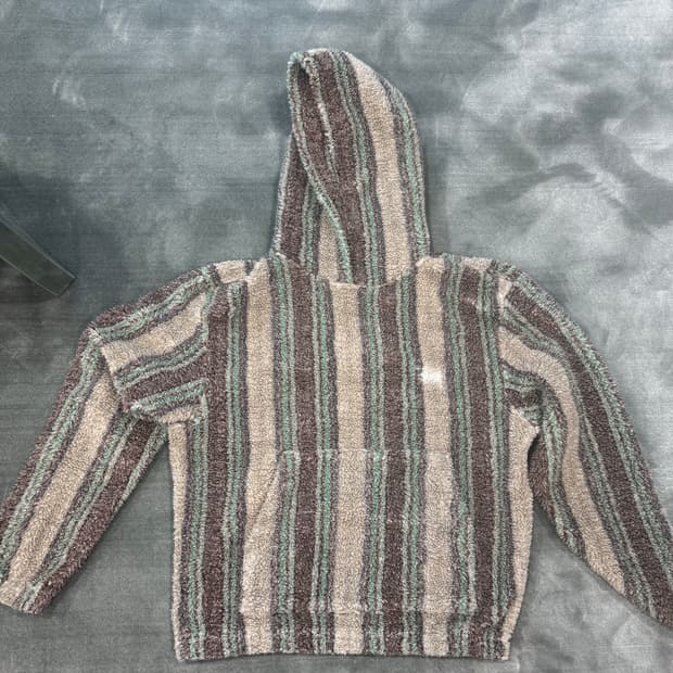 스투시 스트라이프 쉐르파 후디 m