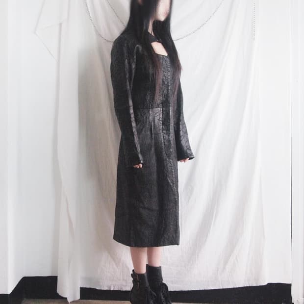 HAUTE 크랙레더 램스킨 아티저널 롱코트