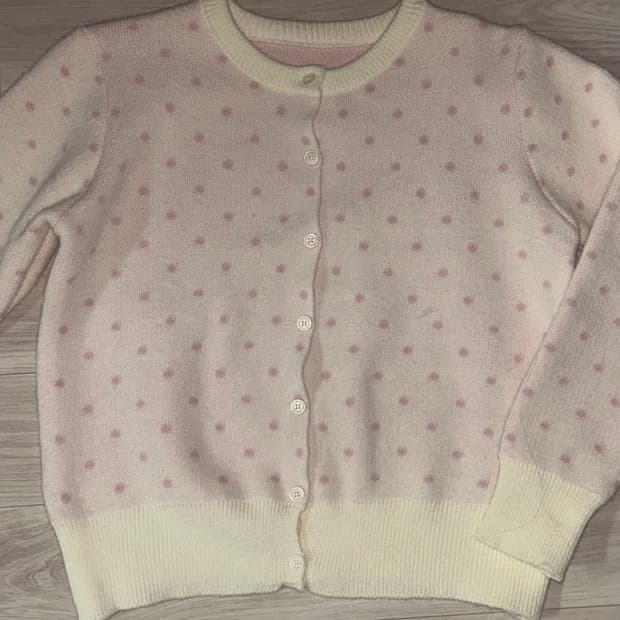 핑크 갸루 도트 가디건