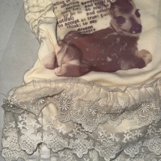 디어 프린팅 사이드 셔링 원피스 탑