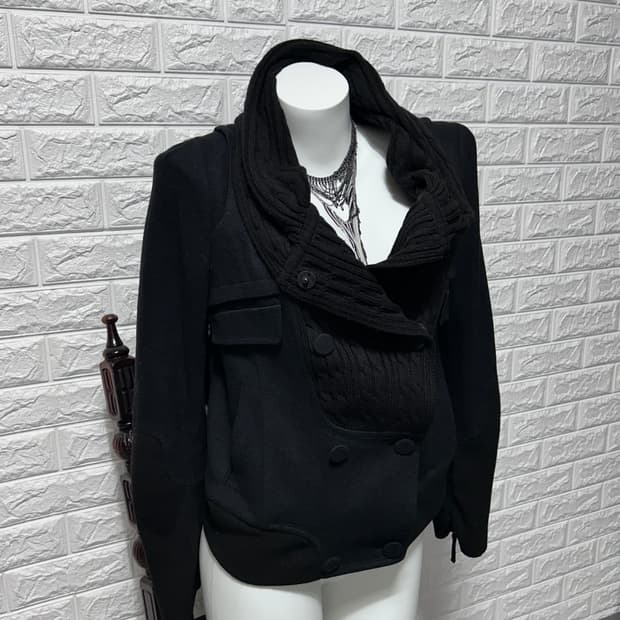 시스템 드레이프 니트 카라 울 자켓