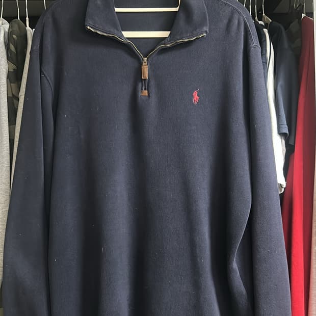 폴로 반집업 니트 