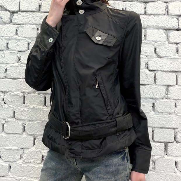 Belted High Neck Zip Jacket