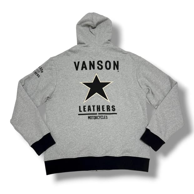 vanson 밴슨 레더 스타 별 자수 그레이 블랙 후드집업