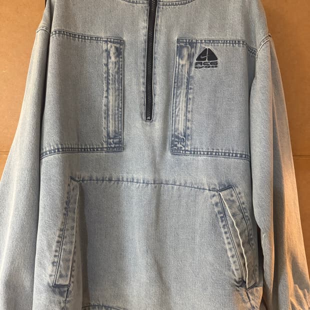 슈프림 x 나이키 ACG 데님 풀오버 L 