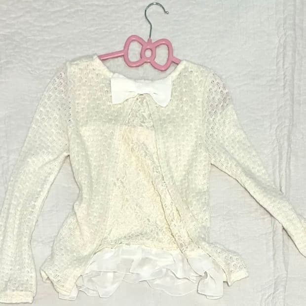 라떼갸루 히메갸루 빈티지 일브 양산형 지뢰계 니트 스웨터 블라우스 스나계