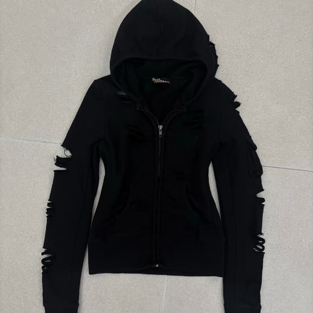 데미지 포켓 후드집업