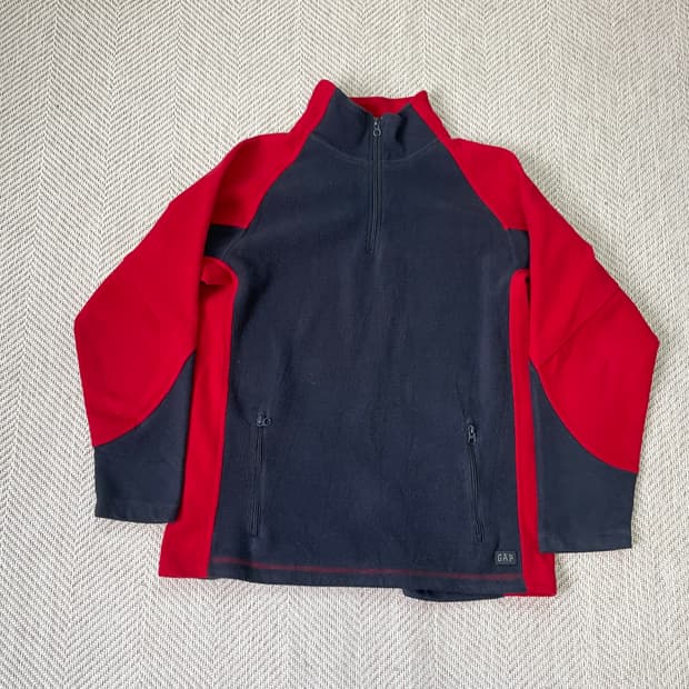 00s 올드갭 배색 플리스 하프집업