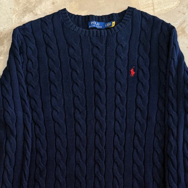 L 폴로랄프로렌 네이비 케이블 니트