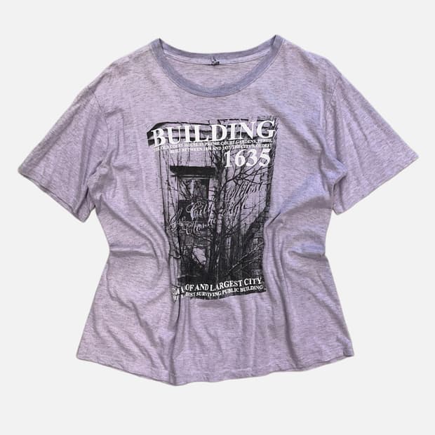 purple melange printing t-shirt