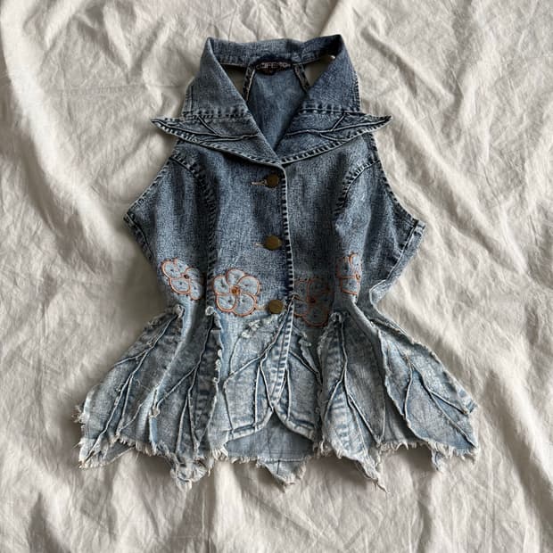 2000’s 00’s y2k 페어리 데님 홀터 베스트
